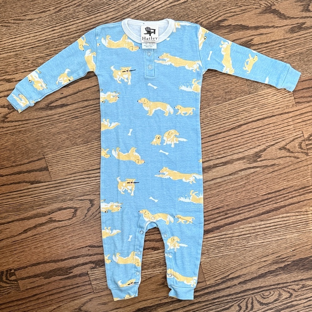 Hatley Kids Blue Golden Retriever Print One Piece Pajamas Size 12-18m